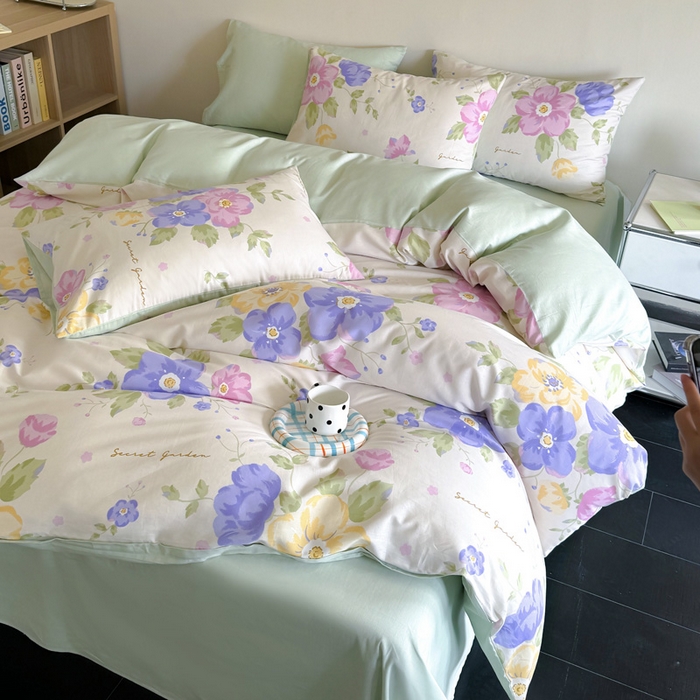 91家纺网 家纺一手货源 找家纺 澳梵家居 2025新款全棉印花四件套 彩之花