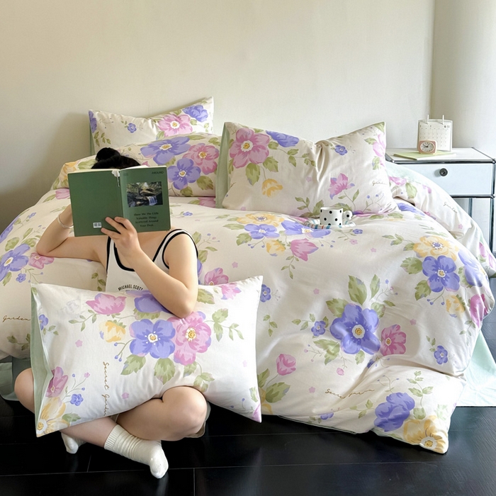 91家纺网 家纺一手货源 找家纺 澳梵家居 2025新款全棉印花四件套 彩之花