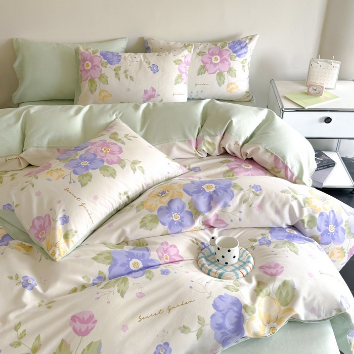 91家纺网 家纺一手货源 找家纺 澳梵家居 2025新款全棉印花四件套 彩之花