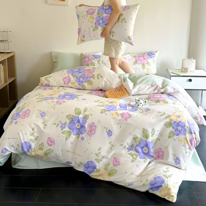 91家纺网 家纺一手货源 找家纺 澳梵家居 2025新款全棉印花四件套 彩之花