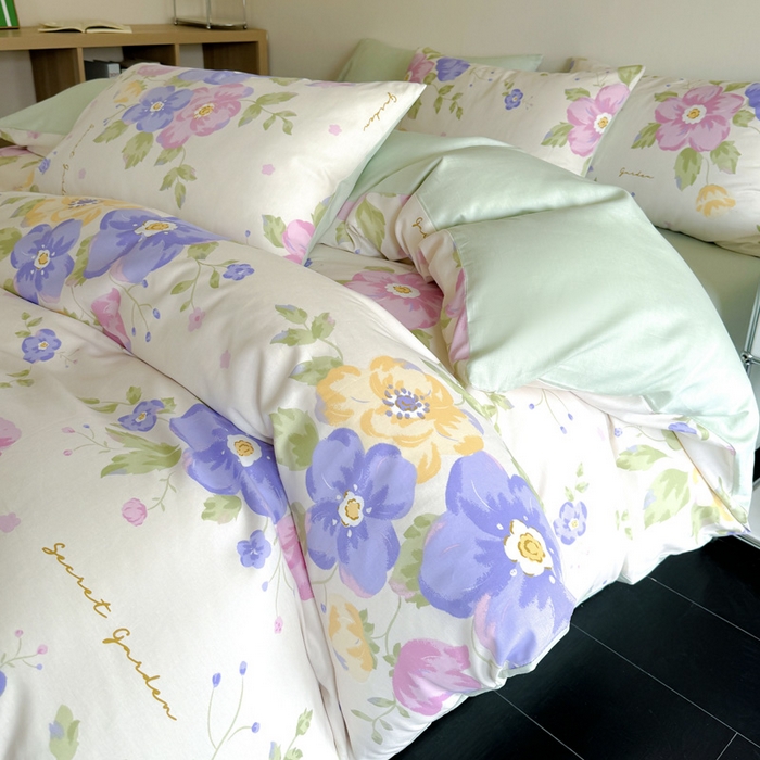 91家纺网 家纺一手货源 找家纺 澳梵家居 2025新款全棉印花四件套 彩之花