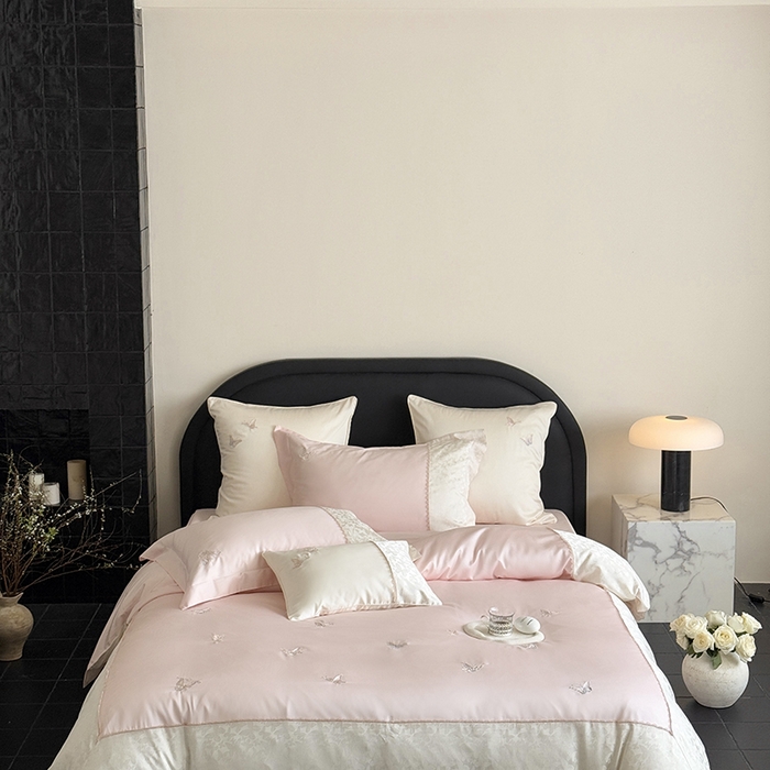 91家纺网 家纺一手货源 找家纺 MIU缪家居 2025新款100支超柔天丝棉四件套-安缦 安缦-日暮粉