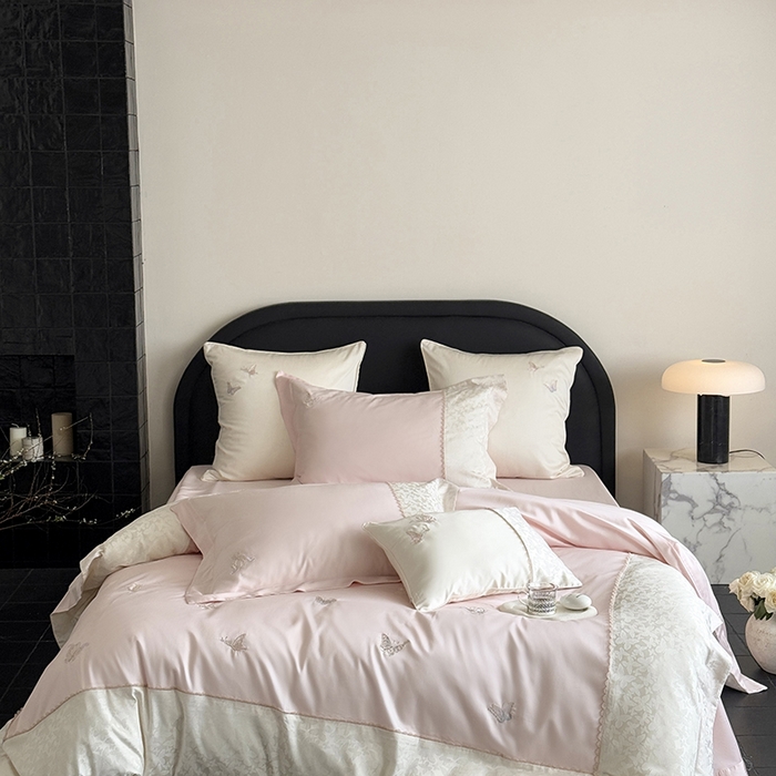 91家纺网 家纺一手货源 找家纺 MIU缪家居 2025新款100支超柔天丝棉四件套-安缦 安缦-日暮粉