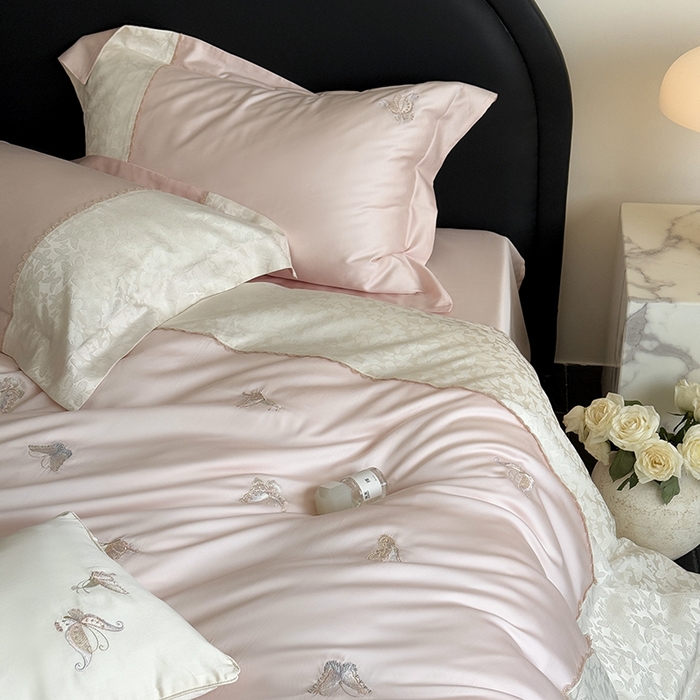 91家纺网 家纺一手货源 找家纺 MIU缪家居 2025新款100支超柔天丝棉四件套-安缦 安缦-日暮粉