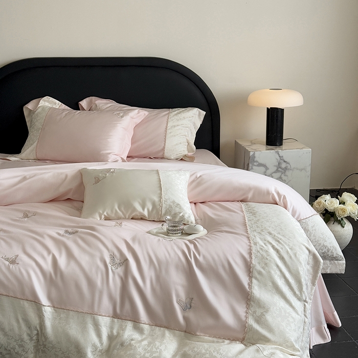 91家纺网 家纺一手货源 找家纺 MIU缪家居 2025新款100支超柔天丝棉四件套-安缦 安缦-日暮粉