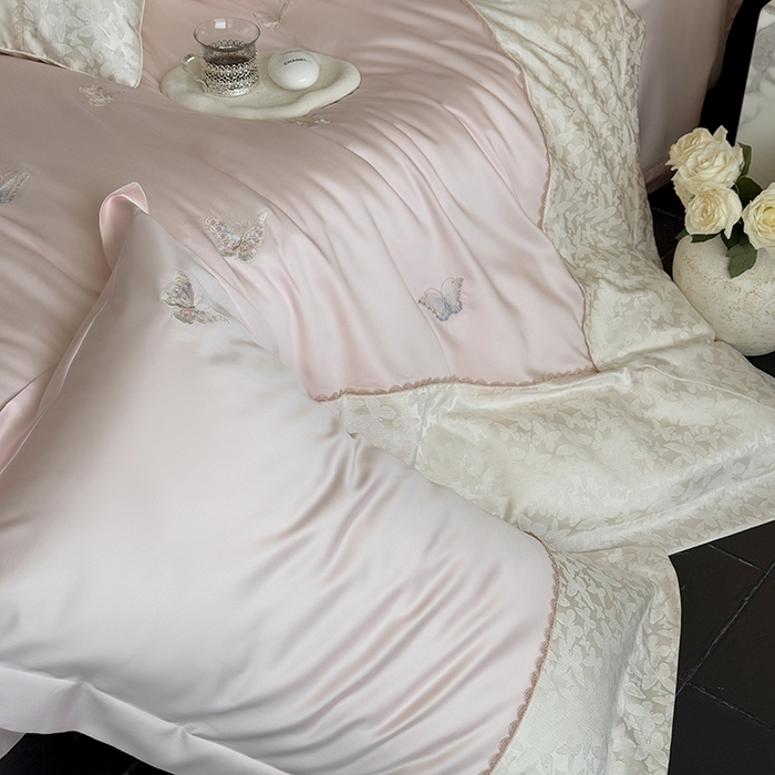 91家纺网 家纺一手货源 找家纺 MIU缪家居 2025新款100支超柔天丝棉四件套-安缦 安缦-日暮粉