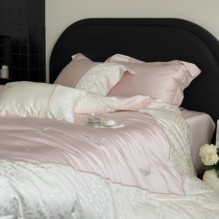 91家纺网 家纺一手货源 找家纺 MIU缪家居 2025新款100支超柔天丝棉四件套-安缦 安缦-日暮粉