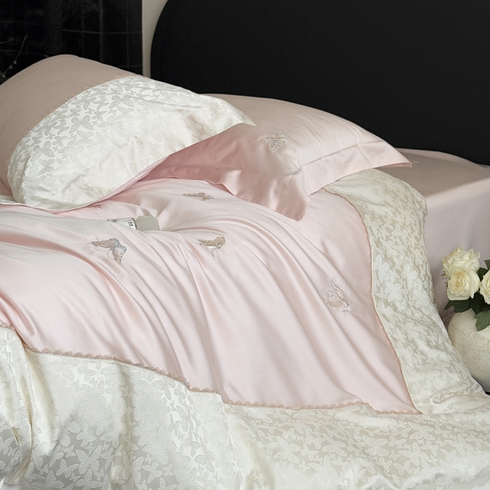 91家纺网 家纺一手货源 找家纺 MIU缪家居 2025新款100支超柔天丝棉四件套-安缦 安缦-日暮粉