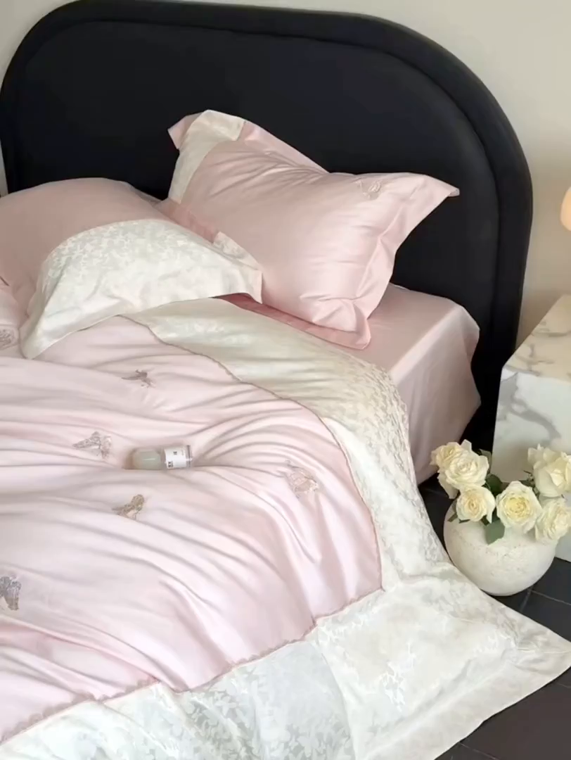 91家纺网 家纺一手货源 找家纺 MIU缪家居 2025新款100支超柔天丝棉四件套-安缦 安缦-日暮粉