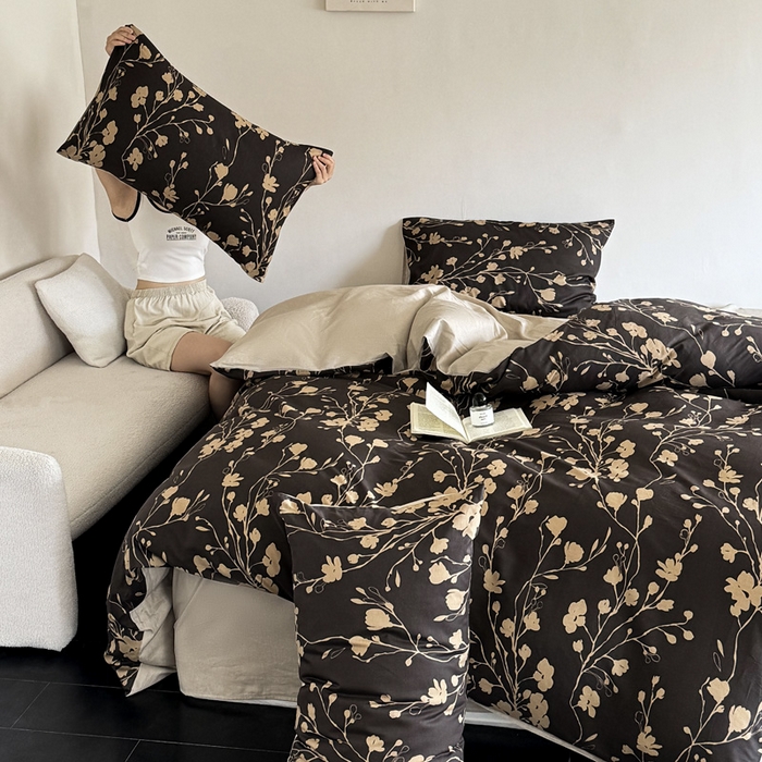 91家纺网 家纺一手货源 找家纺 澳梵家居 2025新款全棉印花四件套 花韵连锦