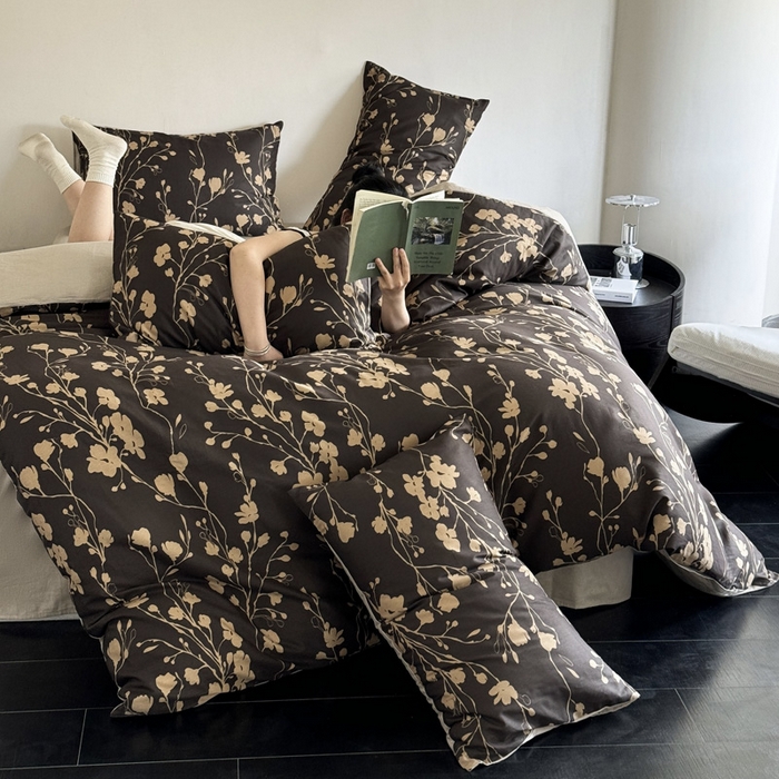 91家纺网 家纺一手货源 找家纺 澳梵家居 2025新款全棉印花四件套 花韵连锦