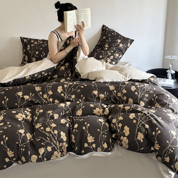 91家纺网 家纺一手货源 找家纺 澳梵家居 2025新款全棉印花四件套 花韵连锦