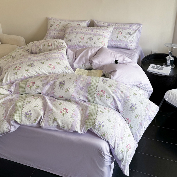 91家纺网 家纺一手货源 找家纺 澳梵家居 2025新款全棉印花四件套 浪漫鲜花