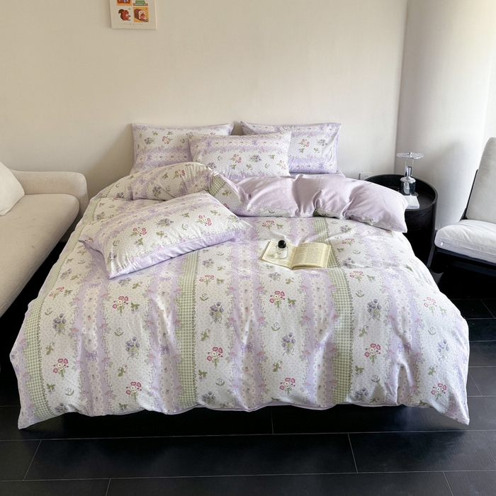 91家纺网 家纺一手货源 找家纺 澳梵家居 2025新款全棉印花四件套 浪漫鲜花