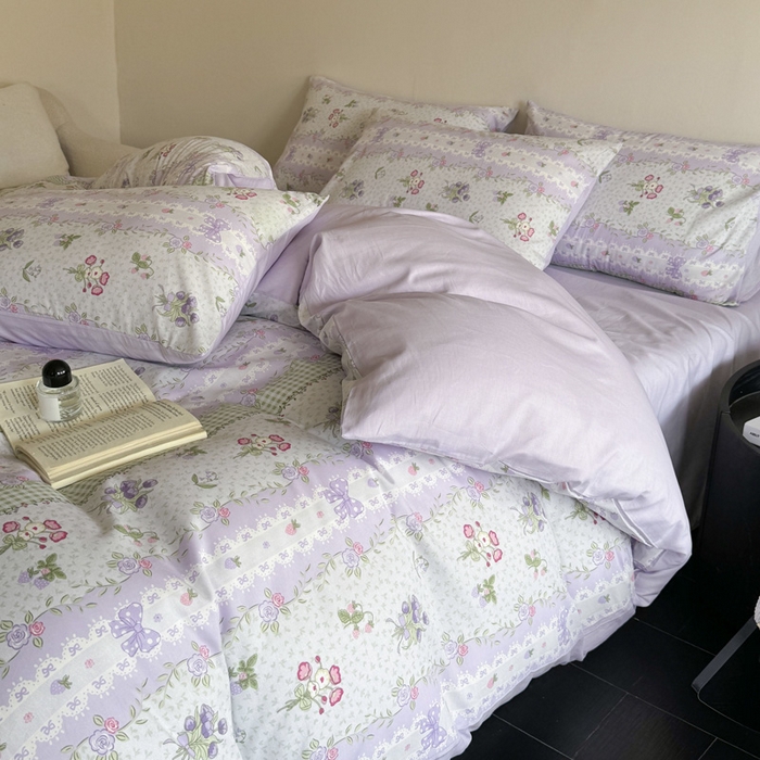 91家纺网 家纺一手货源 找家纺 澳梵家居 2025新款全棉印花四件套 浪漫鲜花