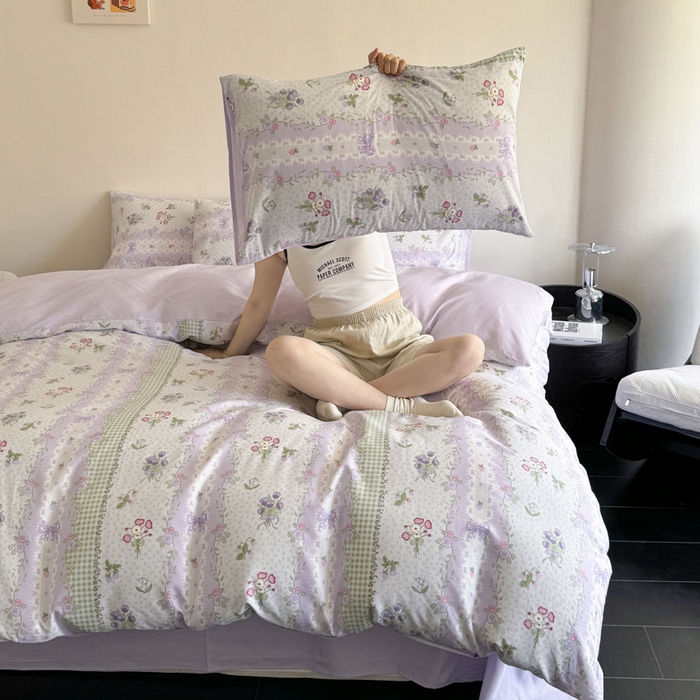 91家纺网 家纺一手货源 找家纺 澳梵家居 2025新款全棉印花四件套 浪漫鲜花