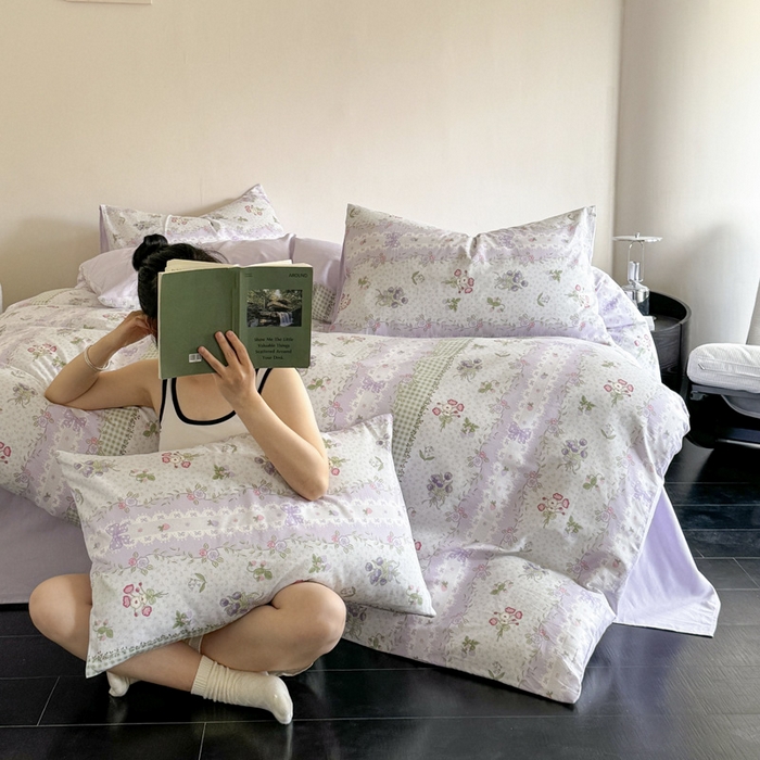 91家纺网 家纺一手货源 找家纺 澳梵家居 2025新款全棉印花四件套 浪漫鲜花