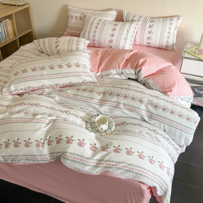 91家纺网 家纺一手货源 找家纺 澳梵家居 2025新款全棉印花四件套 玫瑰物语