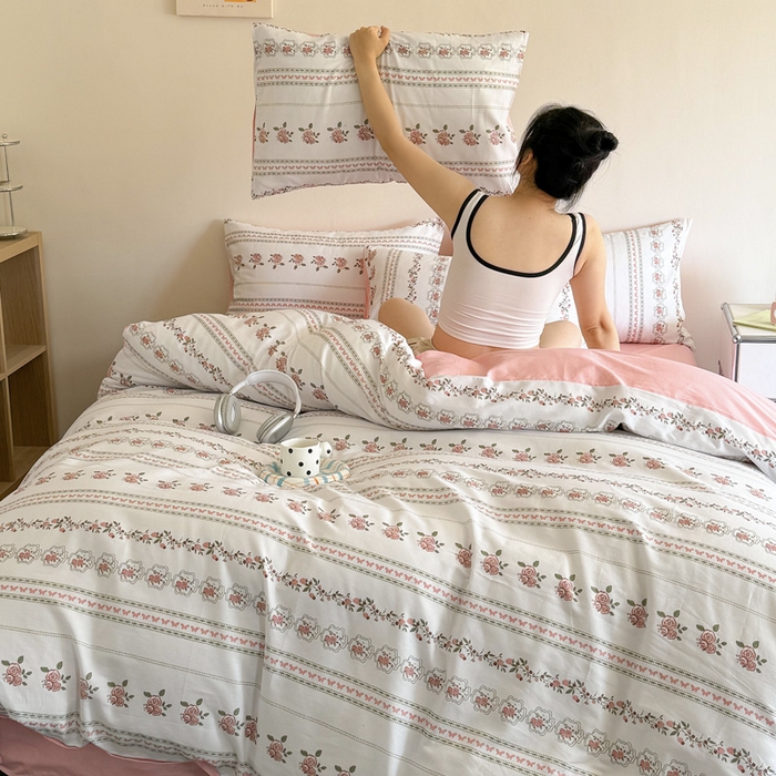 91家纺网 家纺一手货源 找家纺 澳梵家居 2025新款全棉印花四件套 玫瑰物语