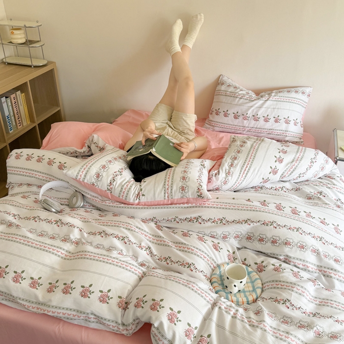 91家纺网 家纺一手货源 找家纺 澳梵家居 2025新款全棉印花四件套 玫瑰物语