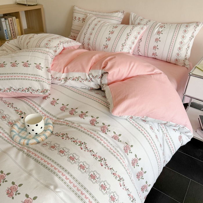 91家纺网 家纺一手货源 找家纺 澳梵家居 2025新款全棉印花四件套 玫瑰物语