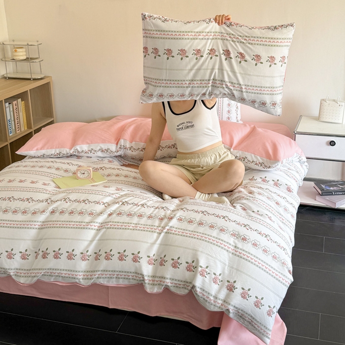 91家纺网 家纺一手货源 找家纺 澳梵家居 2025新款全棉印花四件套 玫瑰物语