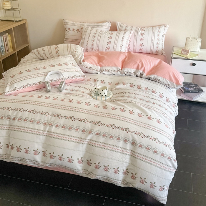 91家纺网 家纺一手货源 找家纺 澳梵家居 2025新款全棉印花四件套 玫瑰物语