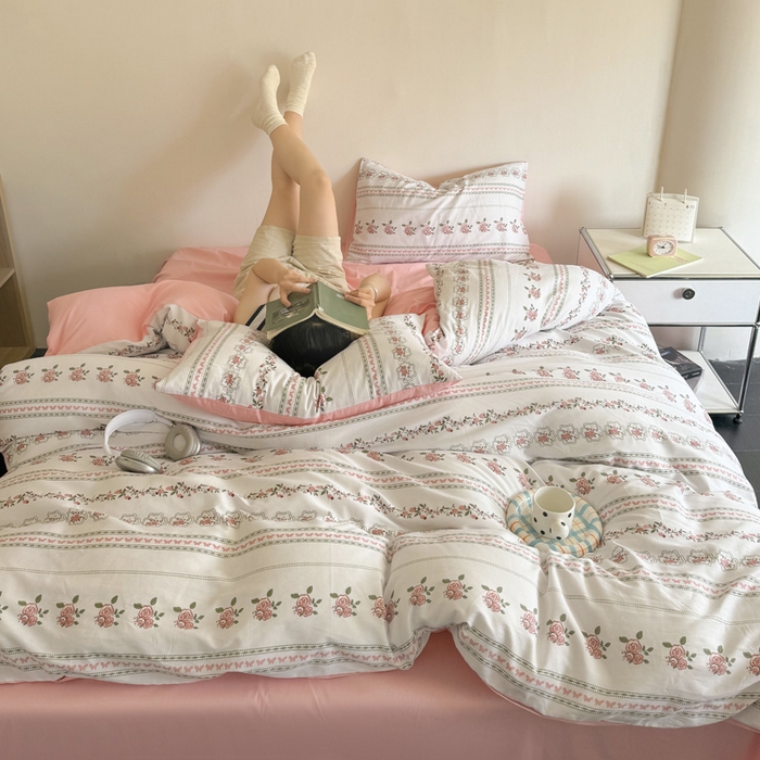 91家纺网 家纺一手货源 找家纺 澳梵家居 2025新款全棉印花四件套 玫瑰物语