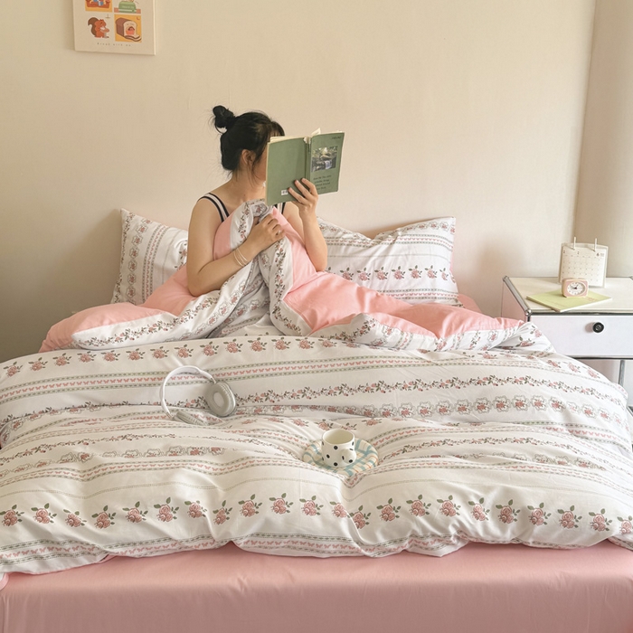 91家纺网 家纺一手货源 找家纺 澳梵家居 2025新款全棉印花四件套 玫瑰物语