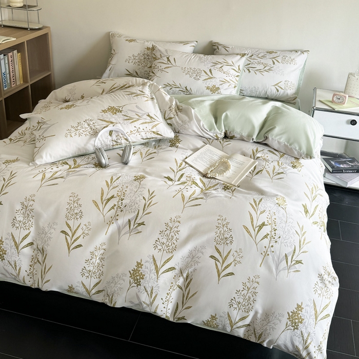 91家纺网 家纺一手货源 找家纺 澳梵家居 2025新款全棉印花四件套 森中草木