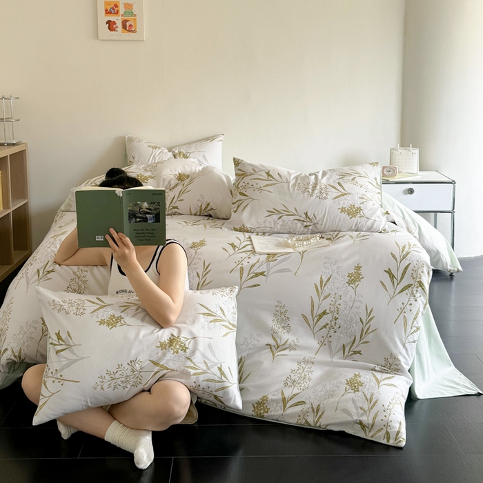 91家纺网 家纺一手货源 找家纺 澳梵家居 2025新款全棉印花四件套 森中草木