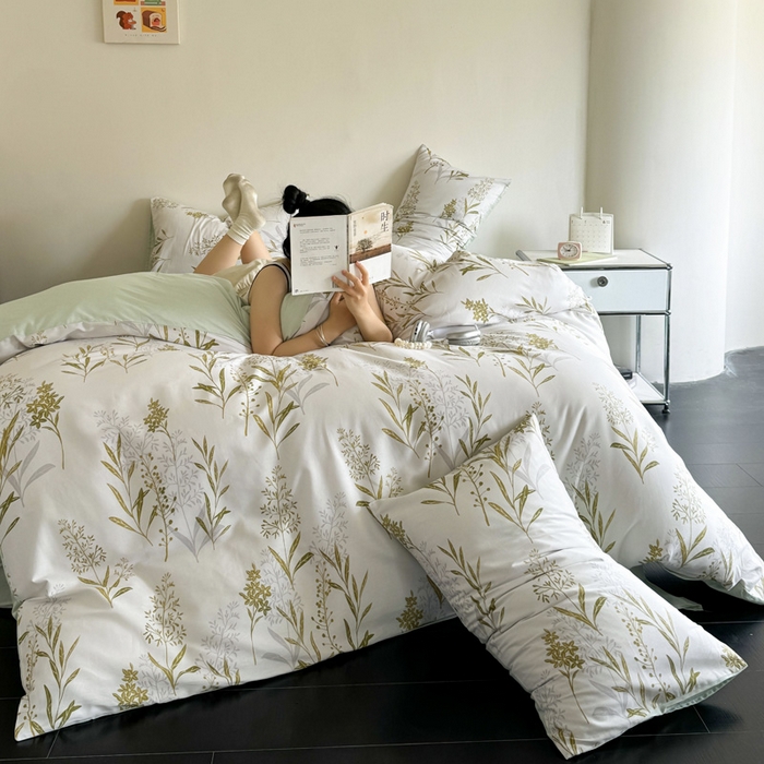 91家纺网 家纺一手货源 找家纺 澳梵家居 2025新款全棉印花四件套 森中草木