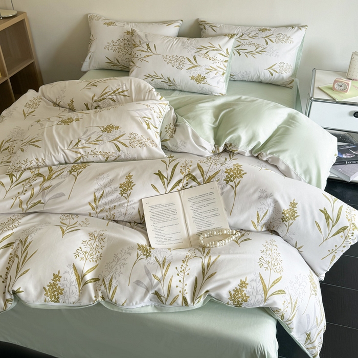 91家纺网 家纺一手货源 找家纺 澳梵家居 2025新款全棉印花四件套 森中草木