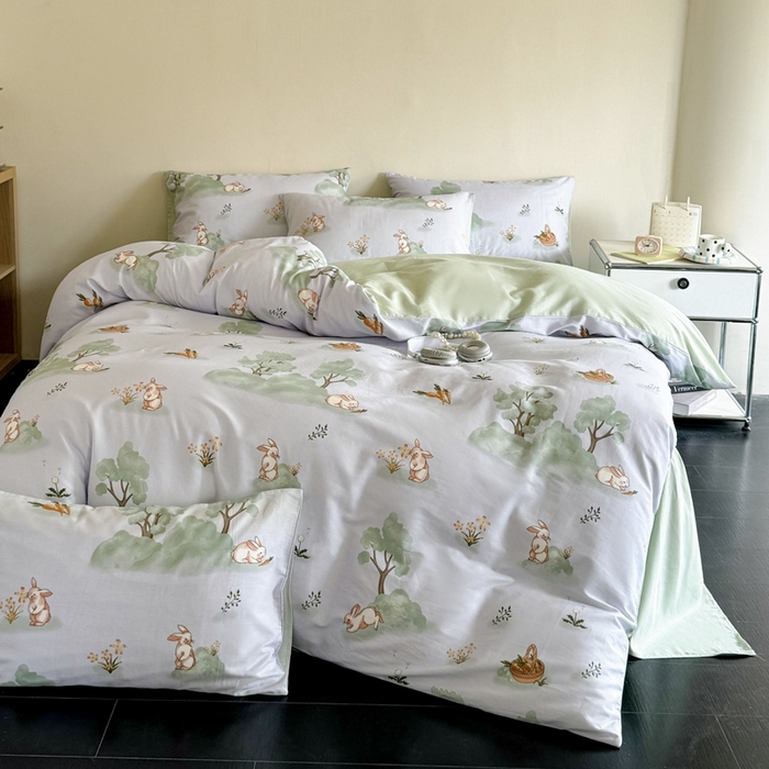 澳梵家居 2025新款全棉印花四件套 兔林梦境