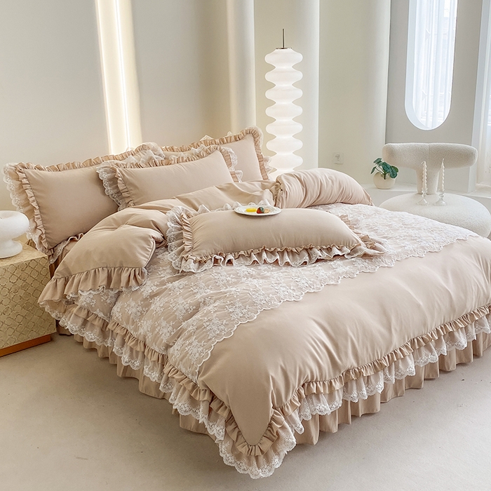 91家纺网 家纺一手货源 找家纺 （总）乐卧家居 2025新款静奢老钱风精致蕾丝时尚花边繁花-奢华版系列四件套