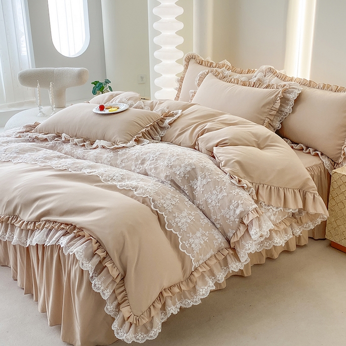 91家纺网 家纺一手货源 找家纺 （总）乐卧家居 2025新款静奢老钱风精致蕾丝时尚花边繁花-奢华版系列四件套