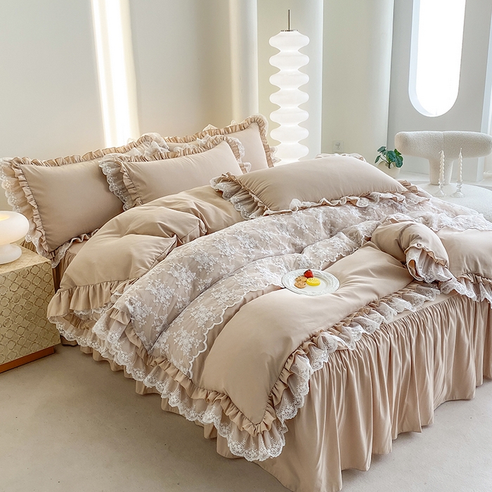 91家纺网 家纺一手货源 找家纺 （总）乐卧家居 2025新款静奢老钱风精致蕾丝时尚花边繁花-奢华版系列四件套