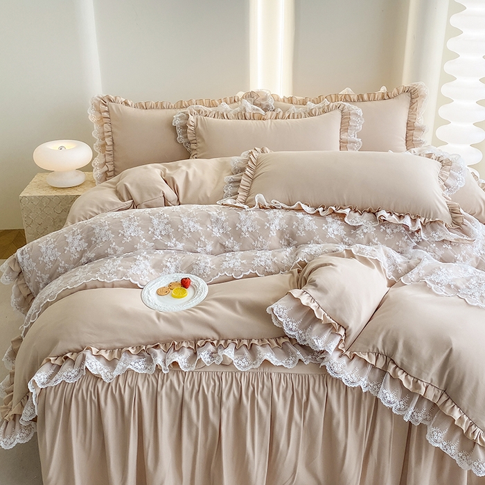 91家纺网 家纺一手货源 找家纺 （总）乐卧家居 2025新款静奢老钱风精致蕾丝时尚花边繁花-奢华版系列四件套