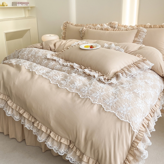 91家纺网 家纺一手货源 找家纺 （总）乐卧家居 2025新款静奢老钱风精致蕾丝时尚花边繁花-奢华版系列四件套