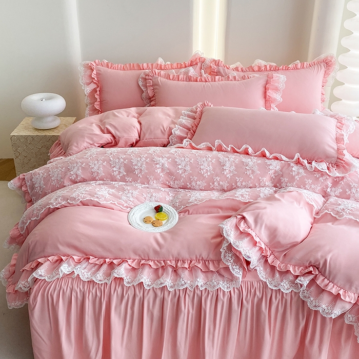 91家纺网 家纺一手货源 找家纺 （总）乐卧家居 2025新款静奢老钱风精致蕾丝时尚花边繁花-奢华版系列四件套