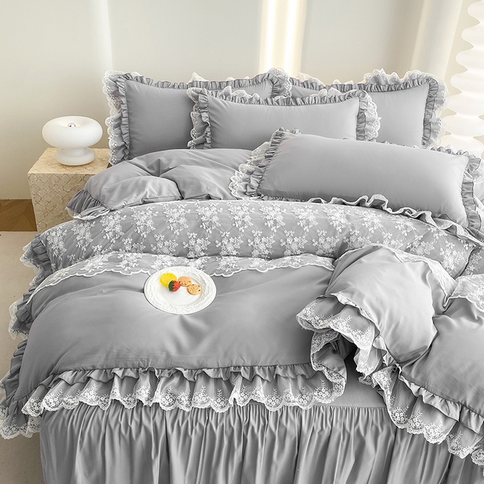 91家纺网 家纺一手货源 找家纺 （总）乐卧家居 2025新款静奢老钱风精致蕾丝时尚花边繁花-奢华版系列四件套