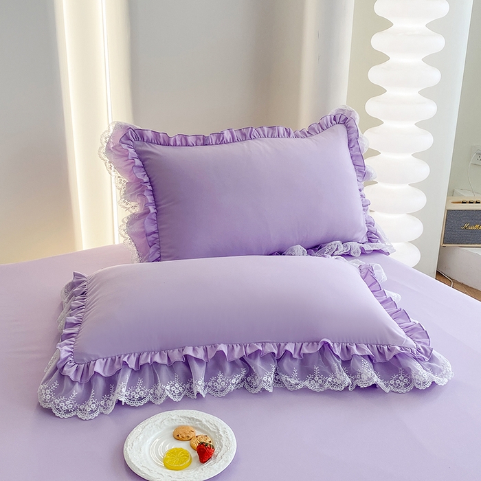 91家纺网 家纺一手货源 找家纺 乐卧家居 2026新款静奢老钱风精致蕾丝时尚花边繁花-奢华版系列四件套 繁花-奢华版紫色