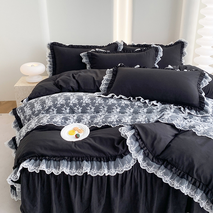 91家纺网 家纺一手货源 找家纺 （总）乐卧家居 2025新款静奢老钱风精致蕾丝时尚花边繁花-奢华版系列四件套