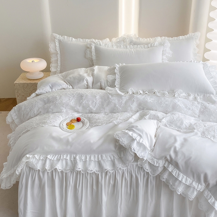 乐卧家居 2026新款静奢老钱风精致蕾丝时尚花边繁花-奢华版系列四件套 繁花-奢华版白色