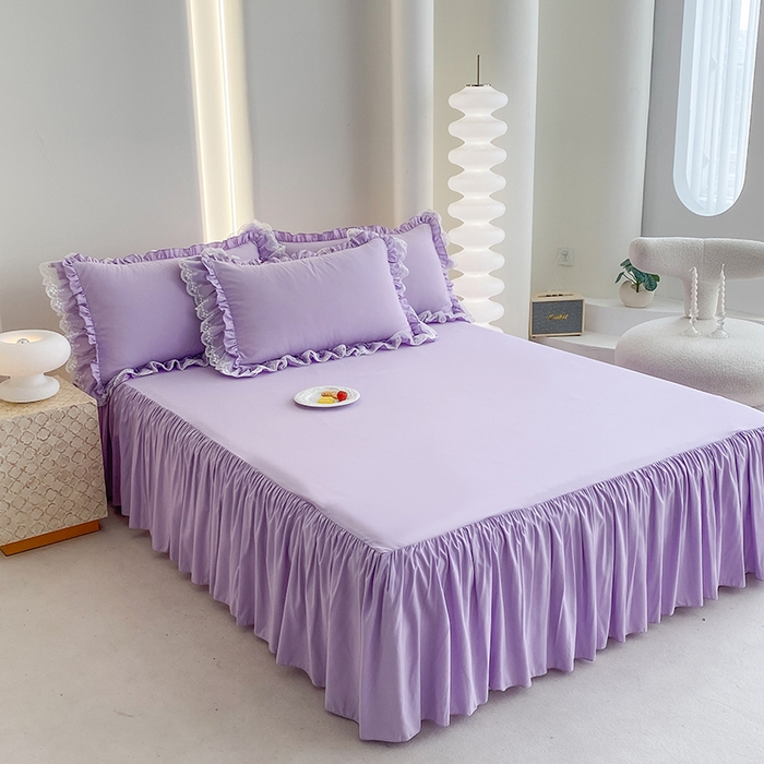 91家纺网 家纺一手货源 找家纺 乐卧家居 2026新款静奢老钱风精致蕾丝时尚花边繁花-奢华版系列四件套 繁花-奢华版紫色