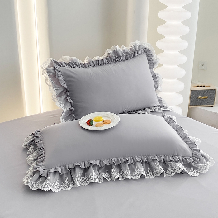 91家纺网 家纺一手货源 找家纺 乐卧家居 2026新款静奢老钱风精致蕾丝时尚花边繁花-奢华版系列四件套 繁花-奢华版灰色