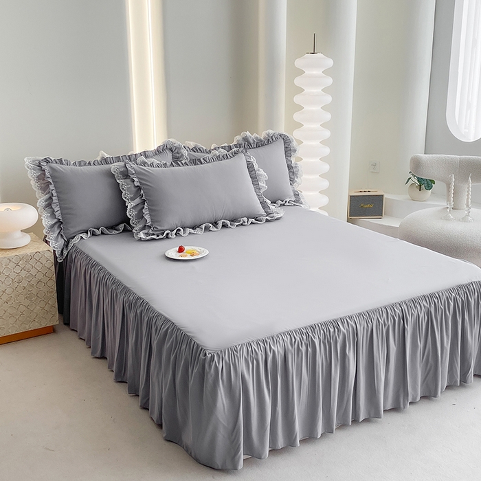 91家纺网 家纺一手货源 找家纺 乐卧家居 2026新款静奢老钱风精致蕾丝时尚花边繁花-奢华版系列四件套 繁花-奢华版灰色