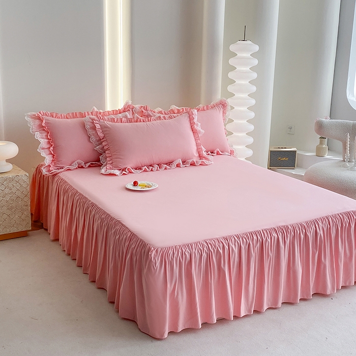 91家纺网 家纺一手货源 找家纺 乐卧家居 2026新款静奢老钱风精致蕾丝时尚花边繁花-奢华版系列四件套 繁花-奢华版粉色