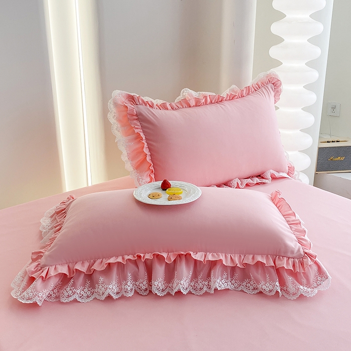 91家纺网 家纺一手货源 找家纺 乐卧家居 2026新款静奢老钱风精致蕾丝时尚花边繁花-奢华版系列四件套 繁花-奢华版粉色