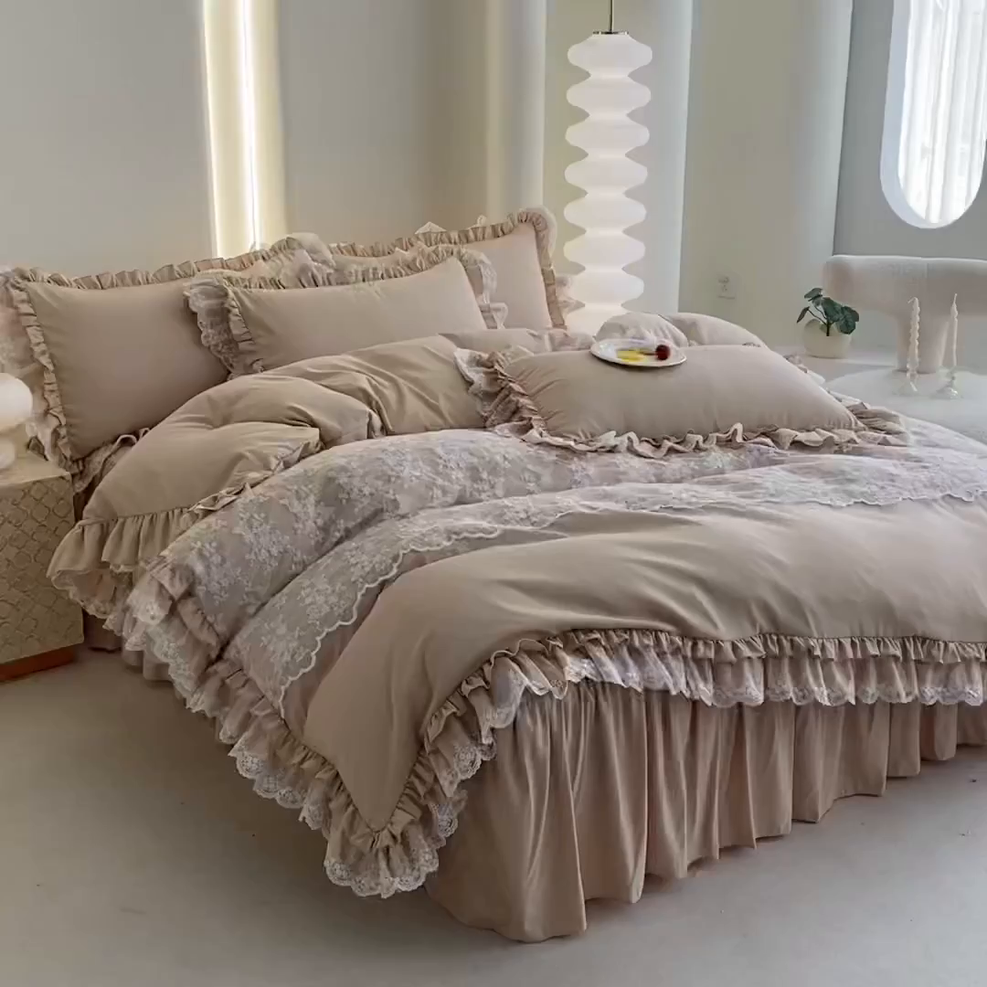 91家纺网 家纺一手货源 找家纺 （总）乐卧家居 2025新款静奢老钱风精致蕾丝时尚花边繁花-奢华版系列四件套